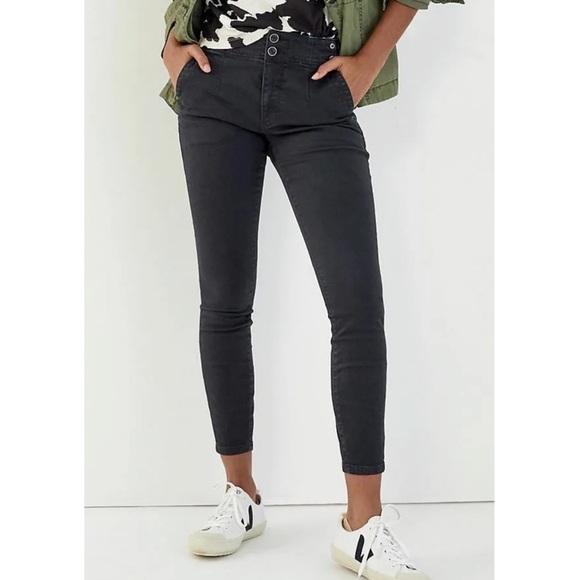 ANTHROPOLOGIE Pilcro High-rise Darted Skinny Jean Grey Black Size 26 Anthro New - Picture 3 of 7